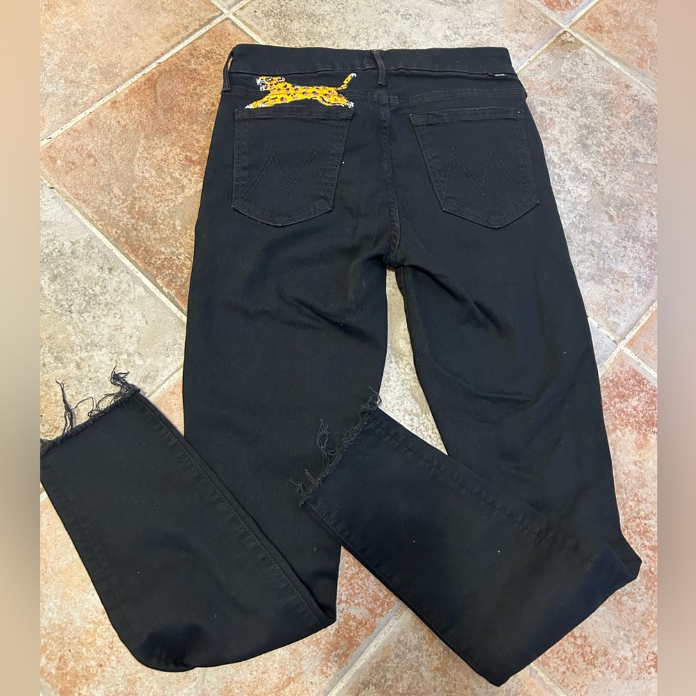 Mother the looker ankle fray jeans with cute cheetah